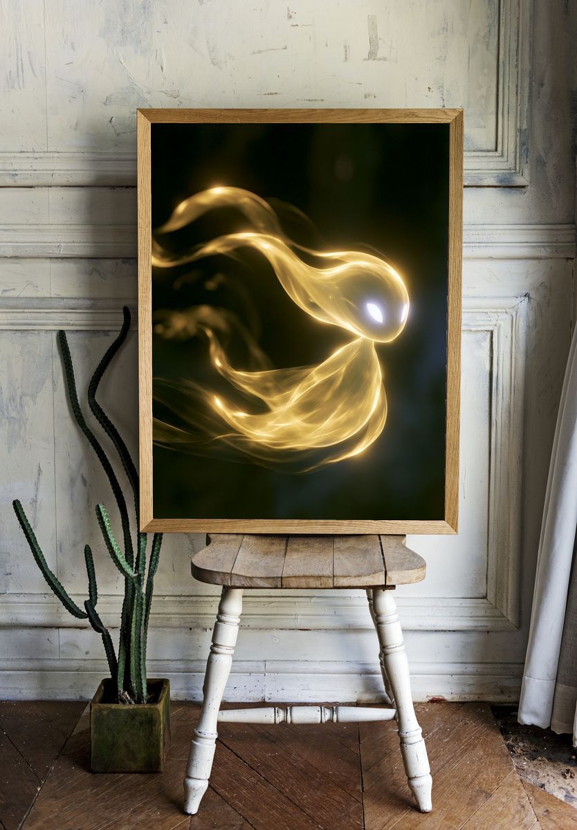 Golden Spirit Abstract Poster. room preview