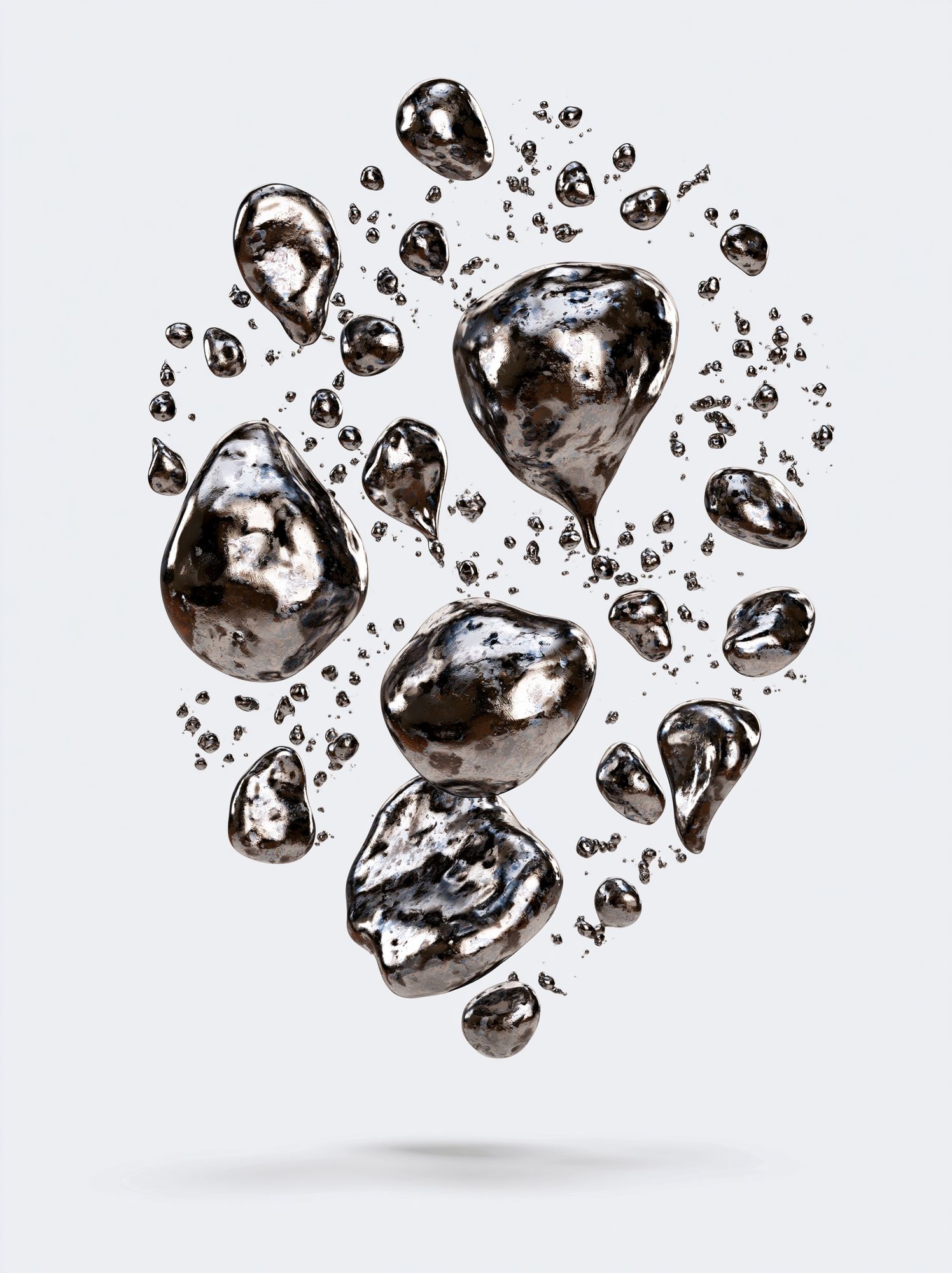 Floating Metallic Pebbles Abstract Print. poster — abstract art