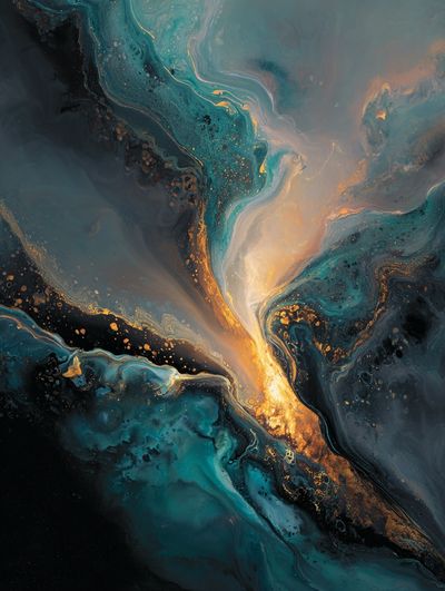 Celestial Teal Abstract Poster. poster