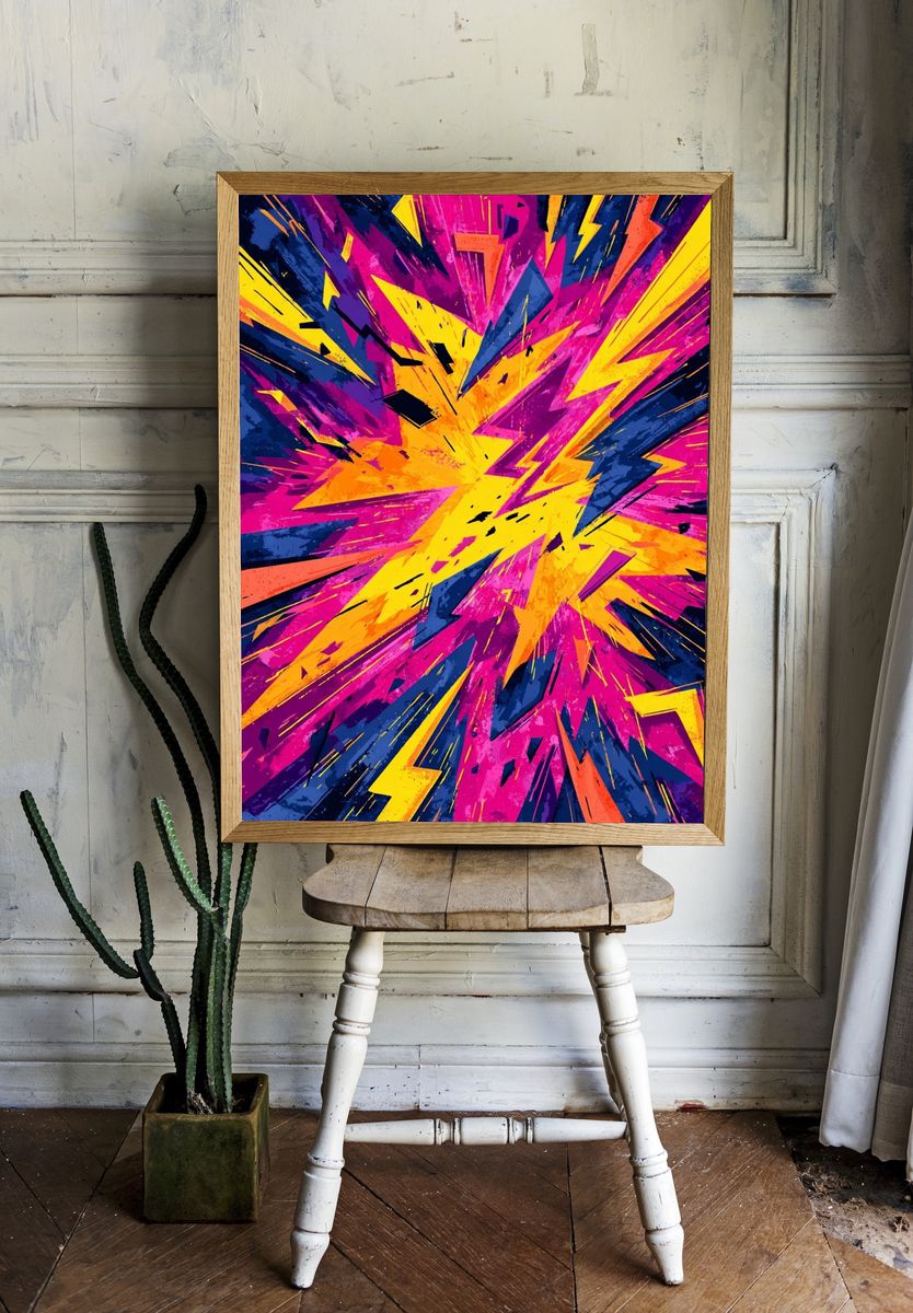 Electric Lightning Burst Abstract Poster. — room view 1