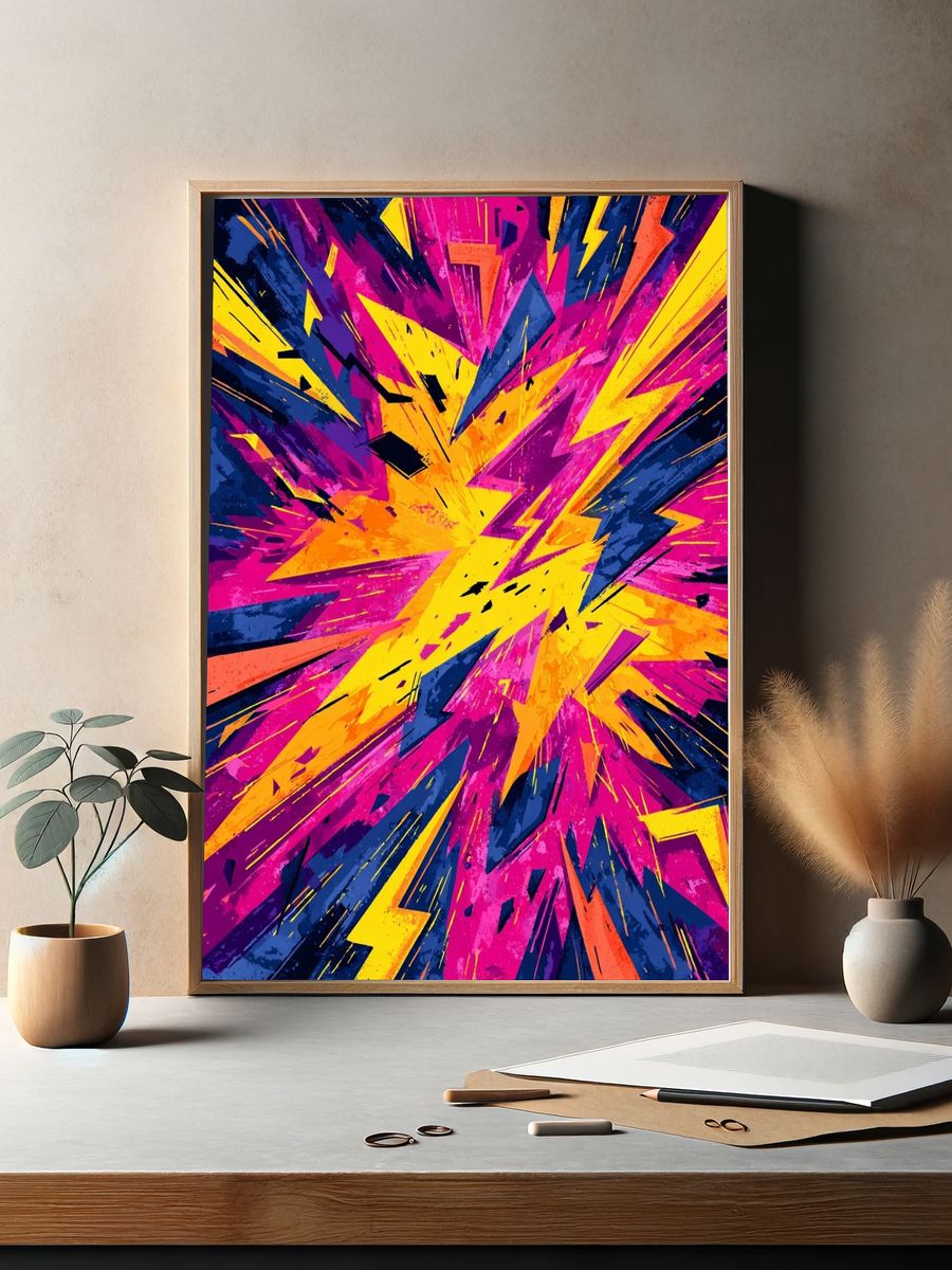 Electric Lightning Burst Abstract Poster. — room view 2