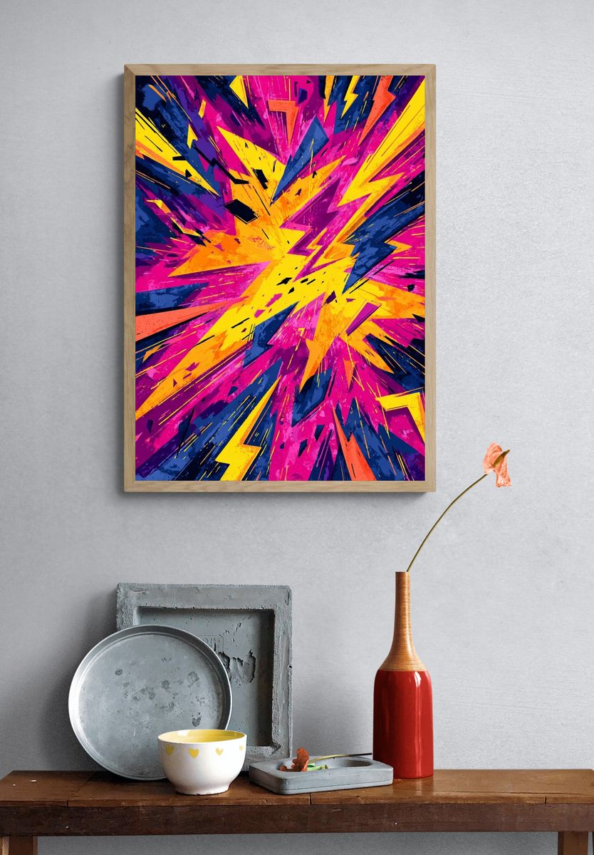 Electric Lightning Burst Abstract Poster. — room view 3