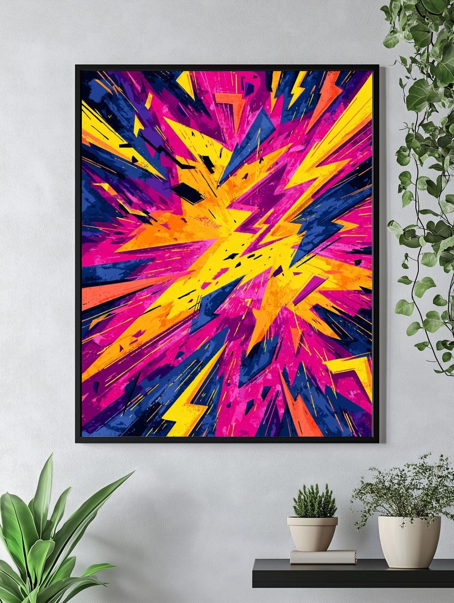 Electric Lightning Burst Abstract Poster. — room view 4