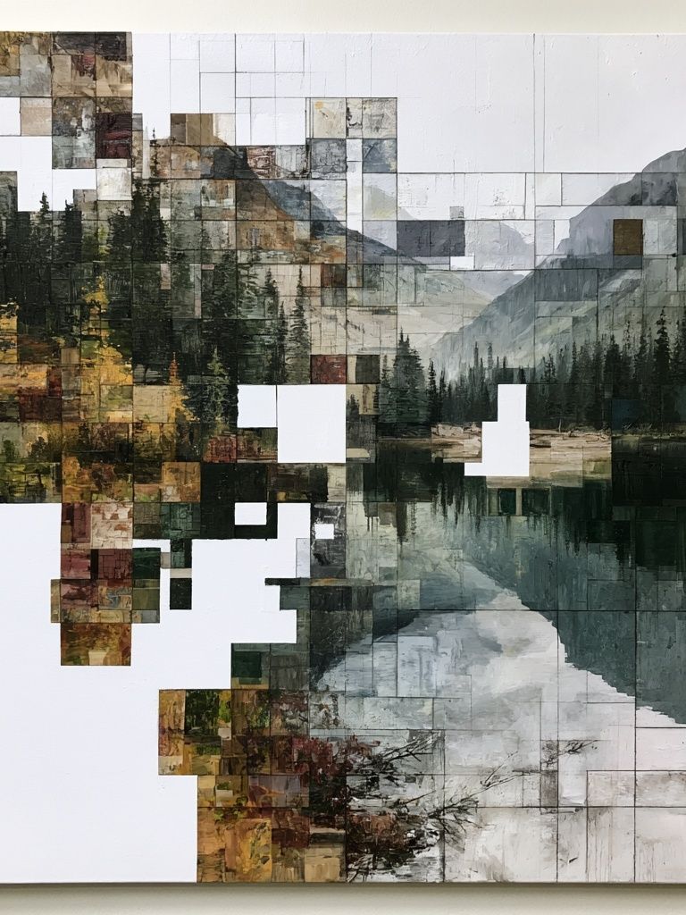 Geometric Mountain Lake Abstract Print. poster — abstract art