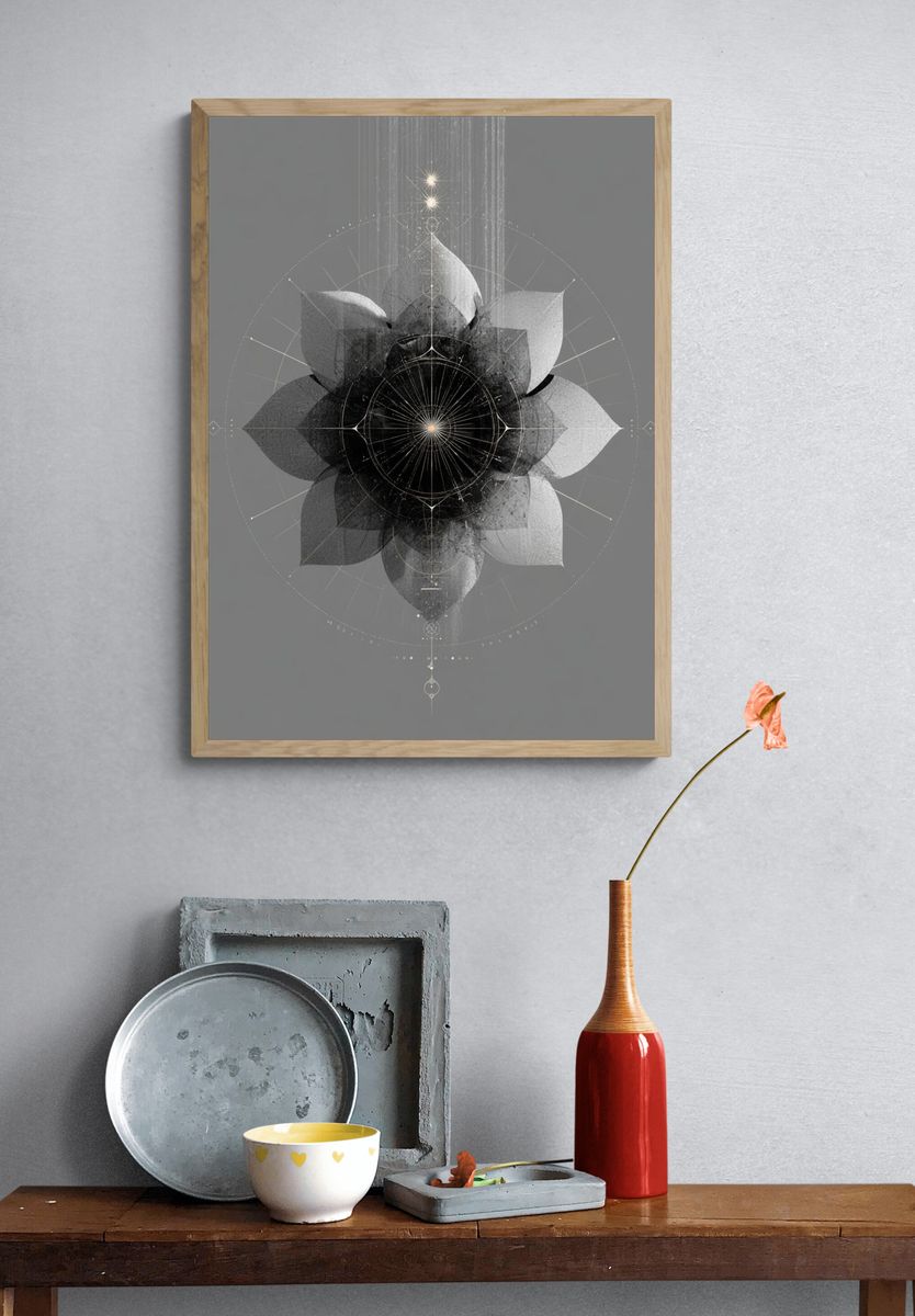 Celestial Lotus Abstract Print. — room view 3
