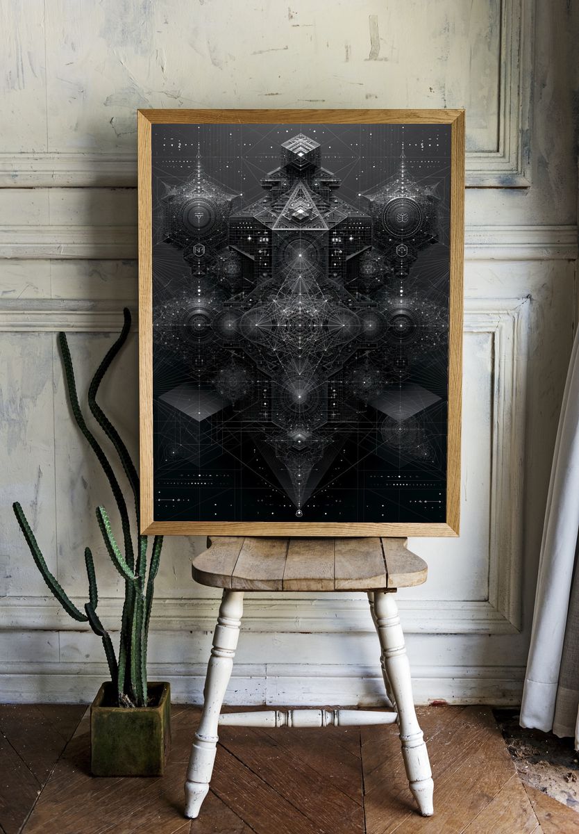 Sacred Geometric Monolith Print. room preview