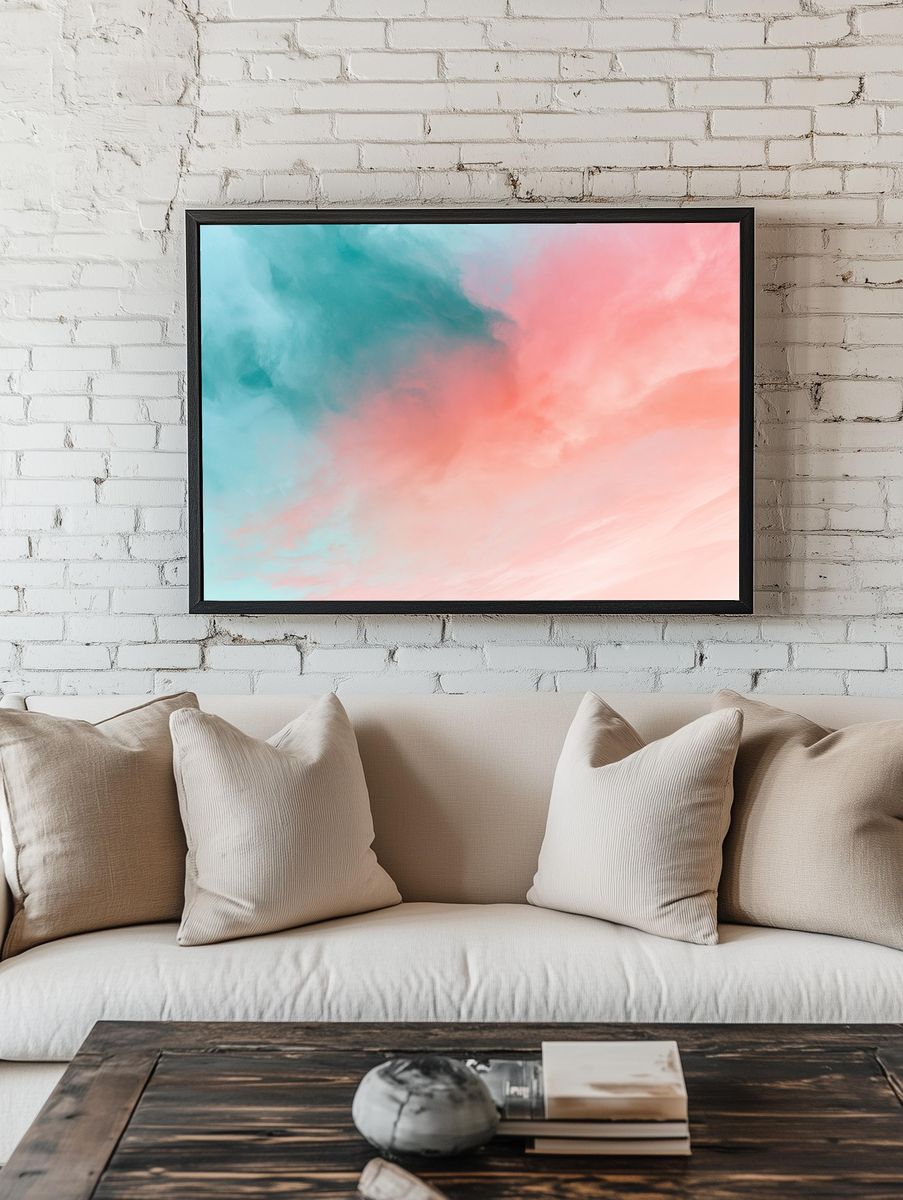 Pastel Cloud Drift Abstract Poster. room preview