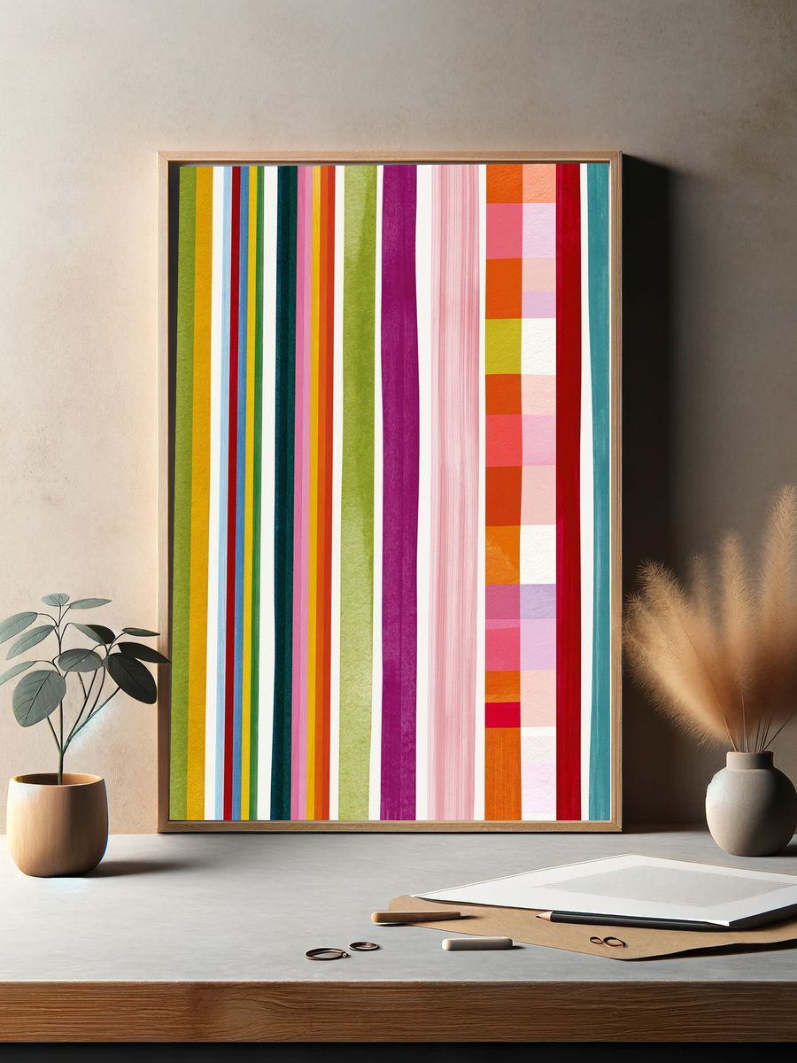 Colorful Vertical Stripes Abstract Poster. — room view 2