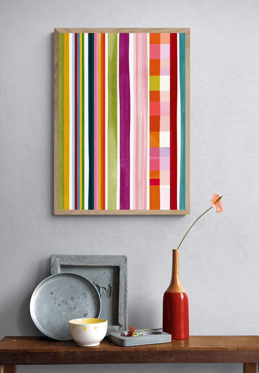 Colorful Vertical Stripes Abstract Poster. — room view 3