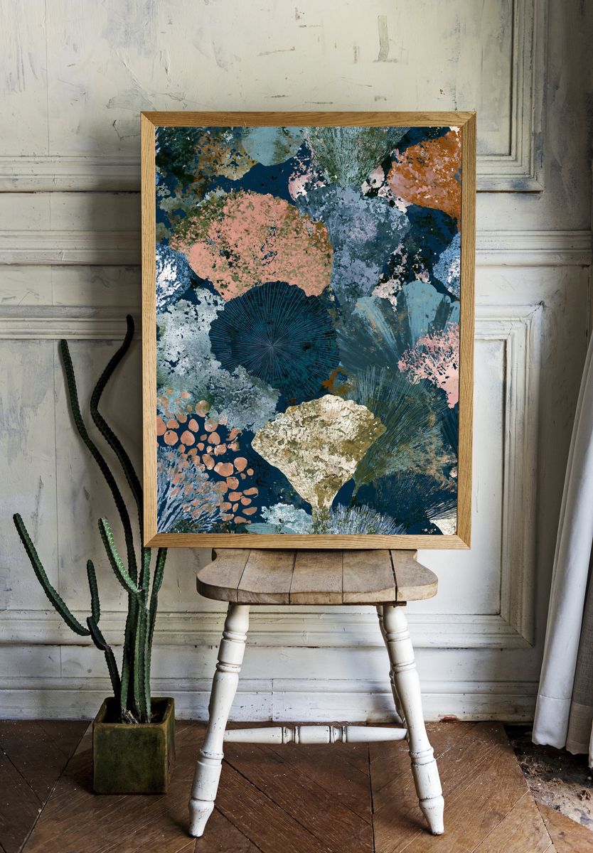 Abstract Coral Fan Poster. room preview