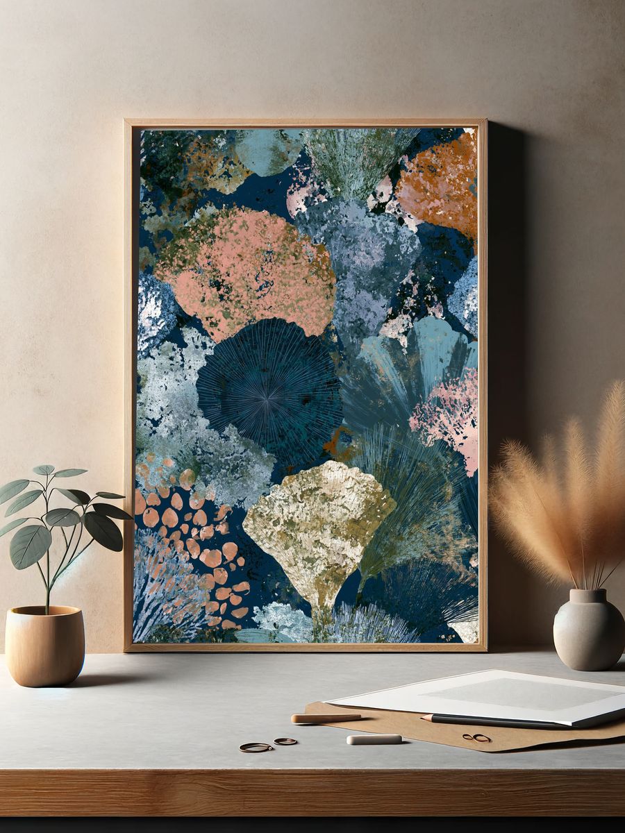 Abstract Coral Fan Poster. — room view 2