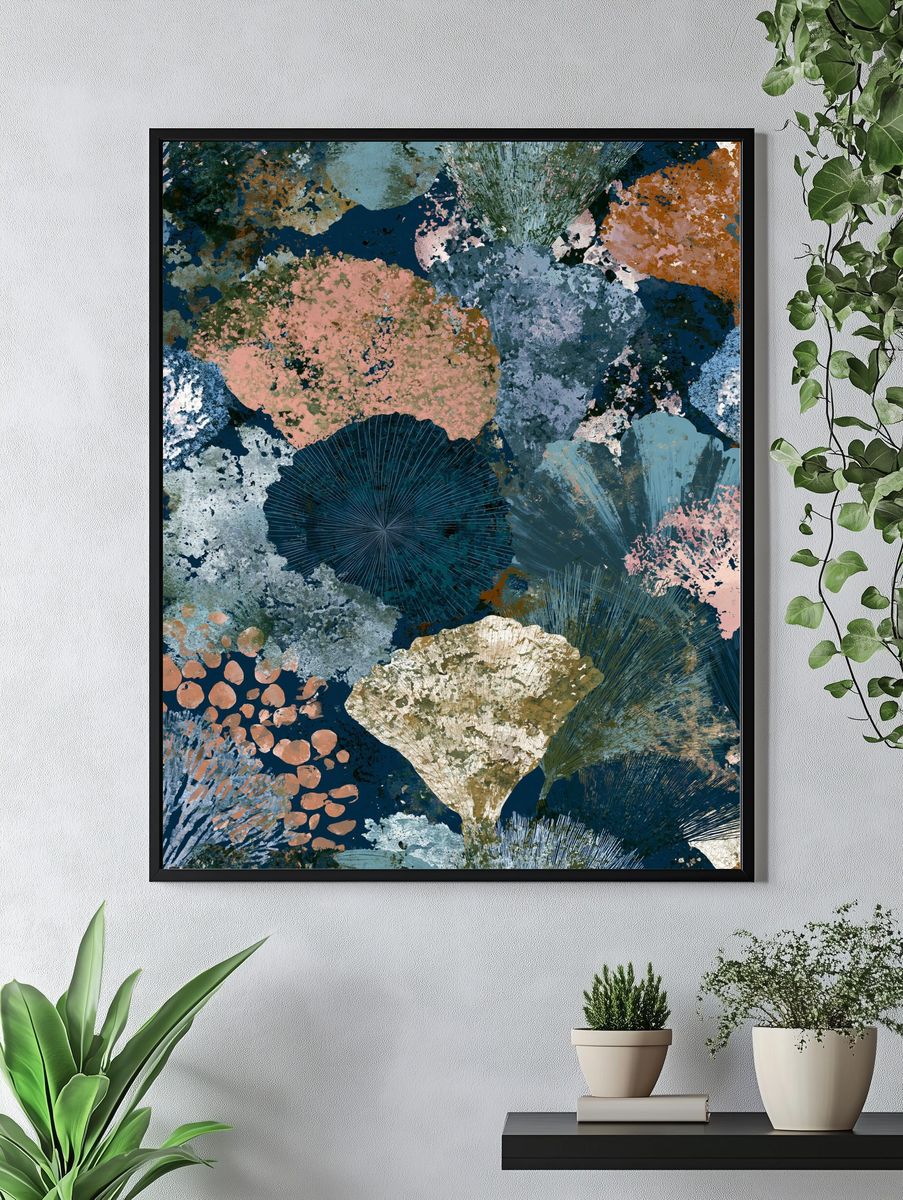 Abstract Coral Fan Poster. — room view 4