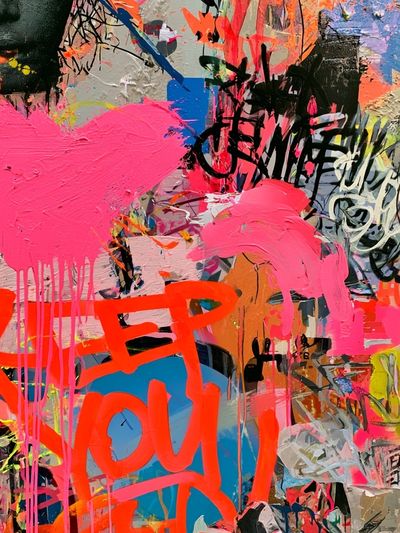 Neon Graffiti Heart Abstract Poster.