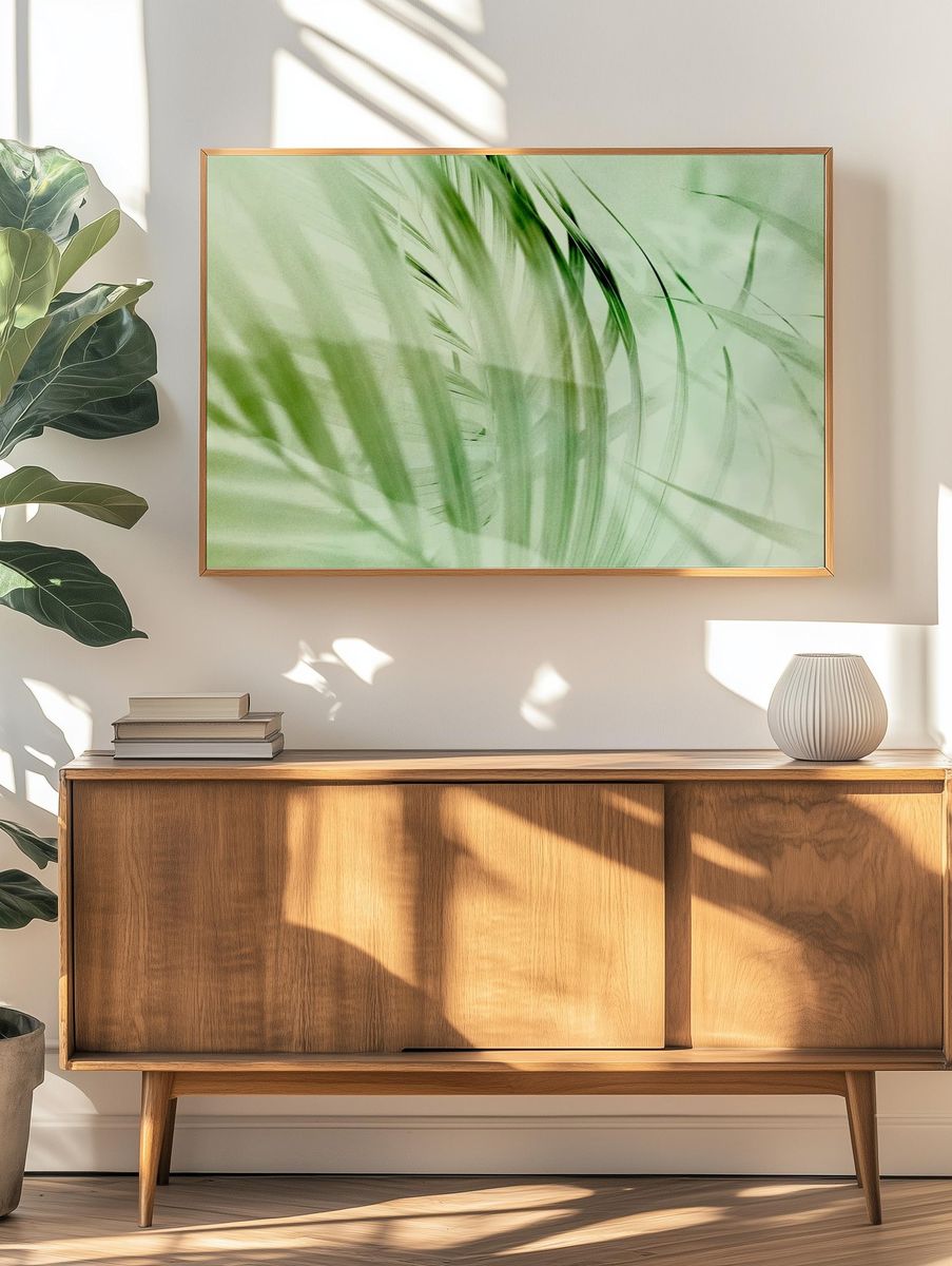 Light green palm leaf background. — room view 3