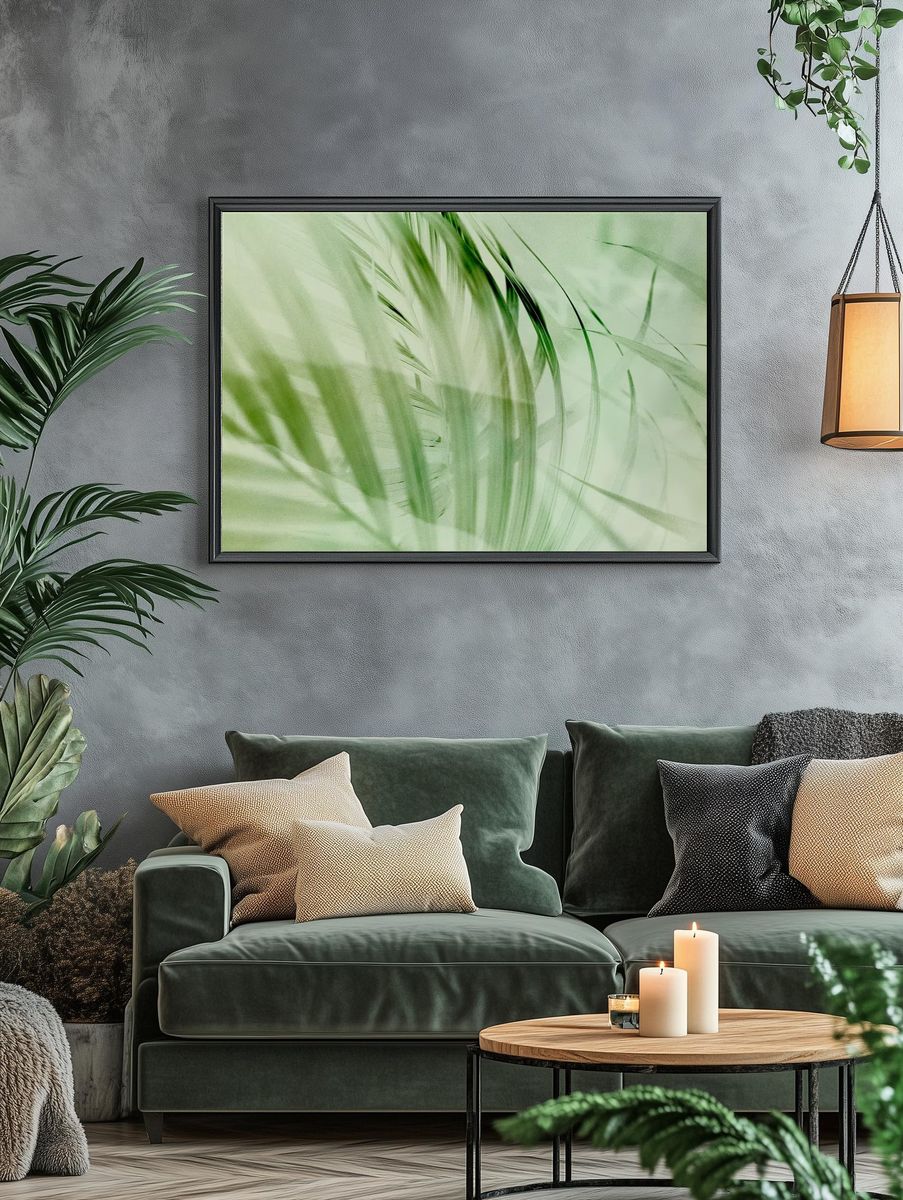 Light green palm leaf background. — room view 4
