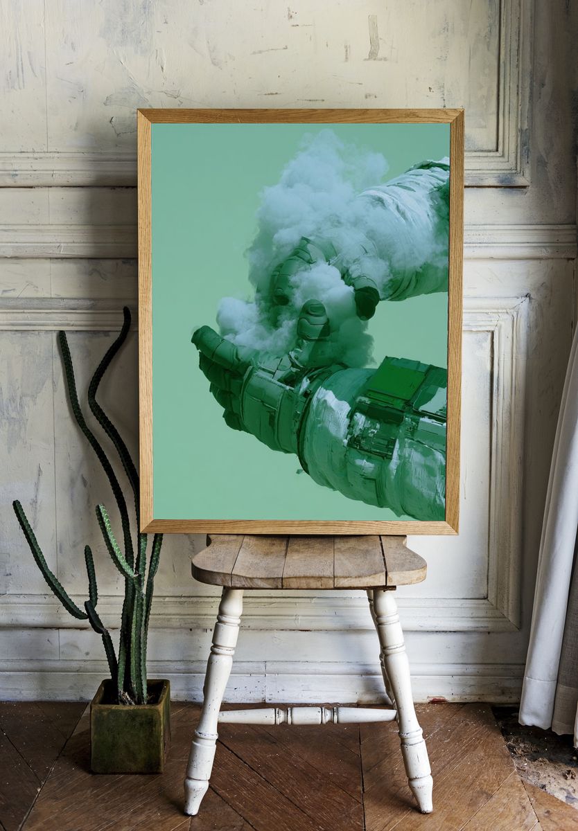 Green Abstract Hands Poster. room preview