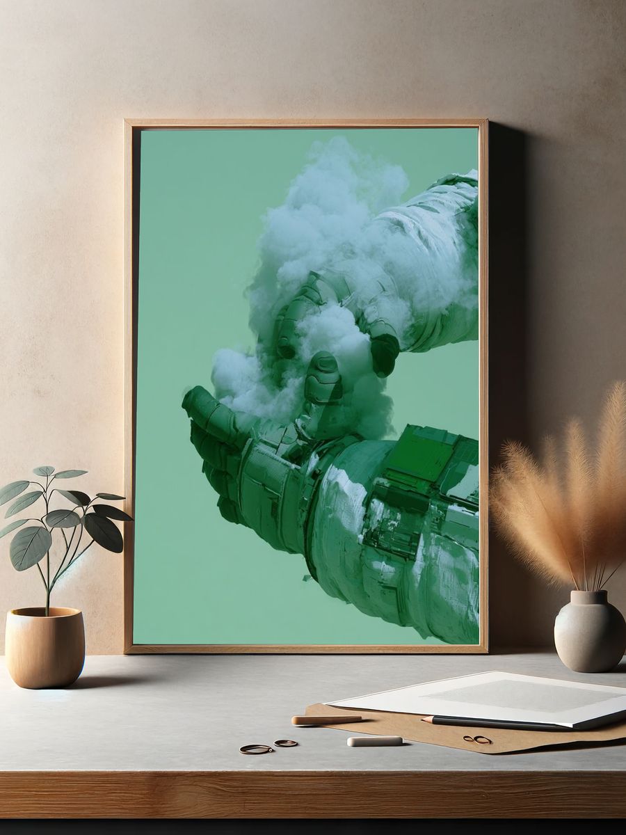 Green Abstract Hands Poster. — room view 2
