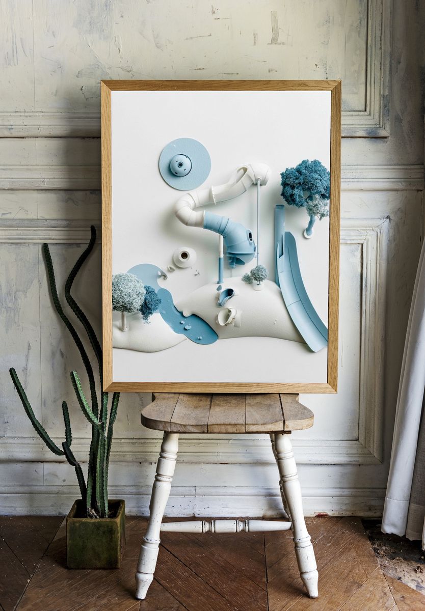 Dreamy Paper Landscape Poster. — room view 1