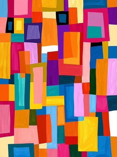 Color Block Mosaic Abstract Poster.