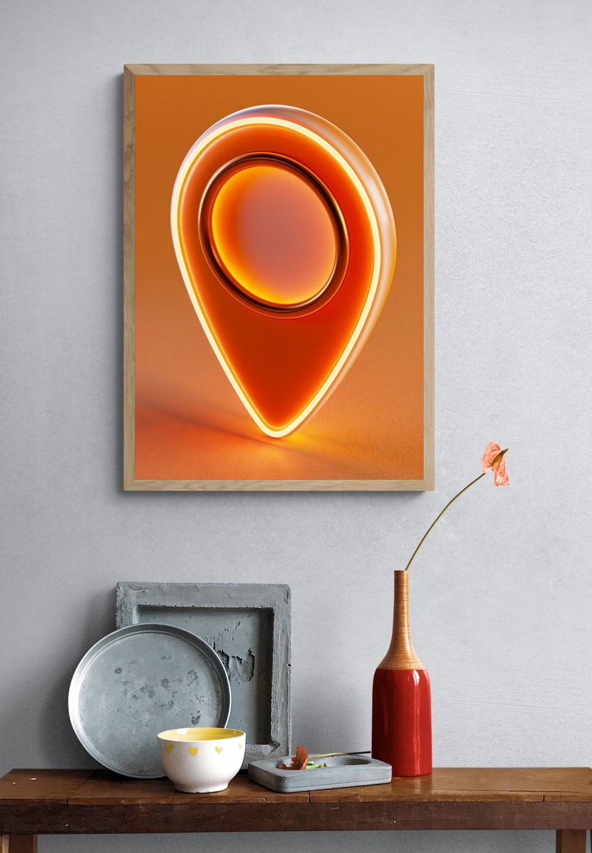 Orange Glow Abstract Poster. — room view 3