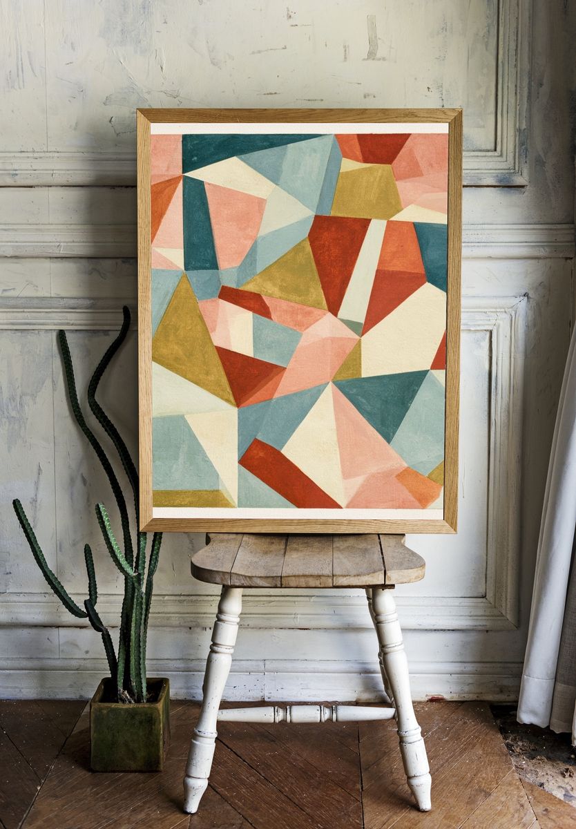 Geometric Pastel Abstract Poster. — room view 1