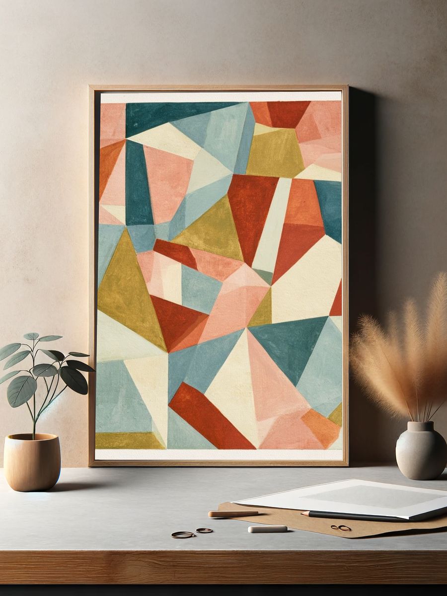 Geometric Pastel Abstract Poster. — room view 2
