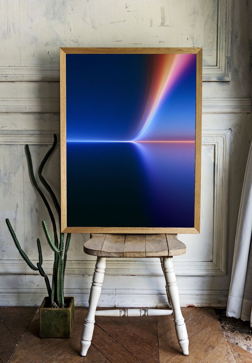 Neon Horizon Abstract Poster. room preview