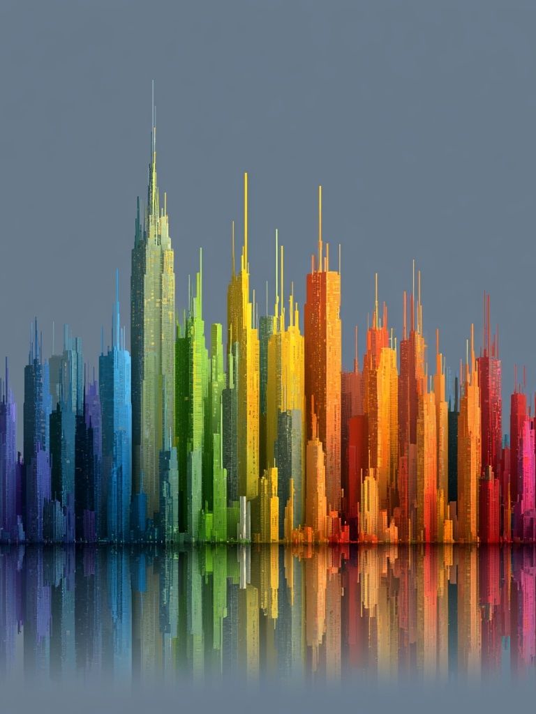 Rainbow Skyline Abstract Poster. poster — abstract art
