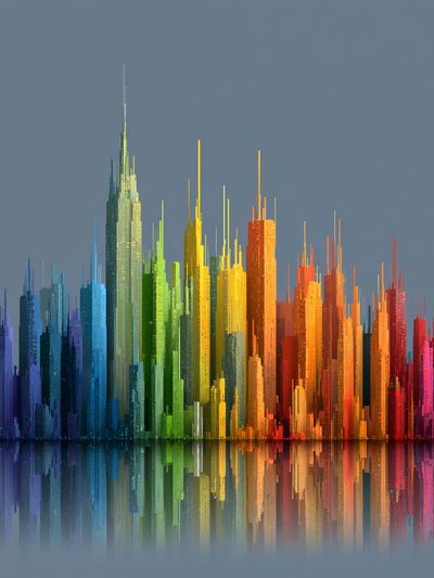 Rainbow Skyline Abstract Poster. poster