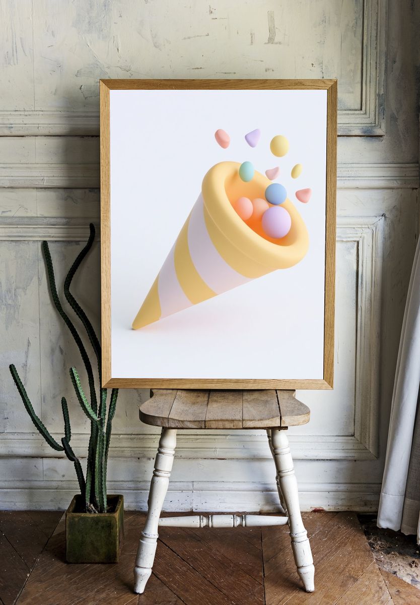 Pastel Cone Abstract Poster. — room view 1