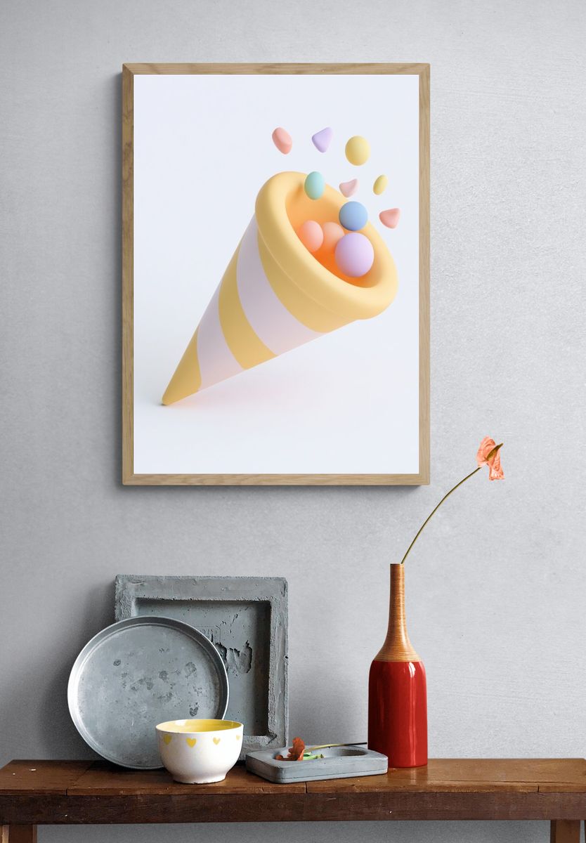 Pastel Cone Abstract Poster. — room view 3