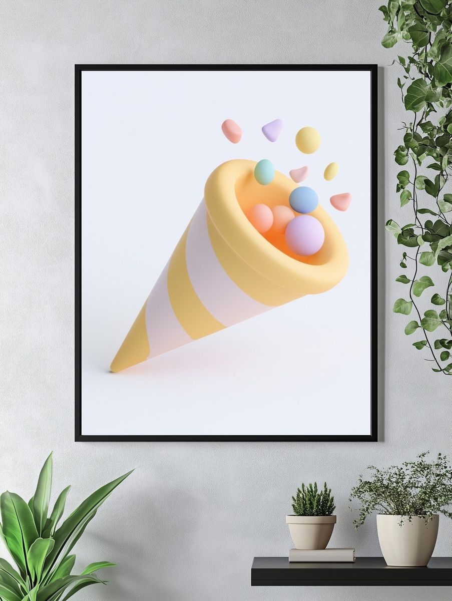 Pastel Cone Abstract Poster. — room view 4