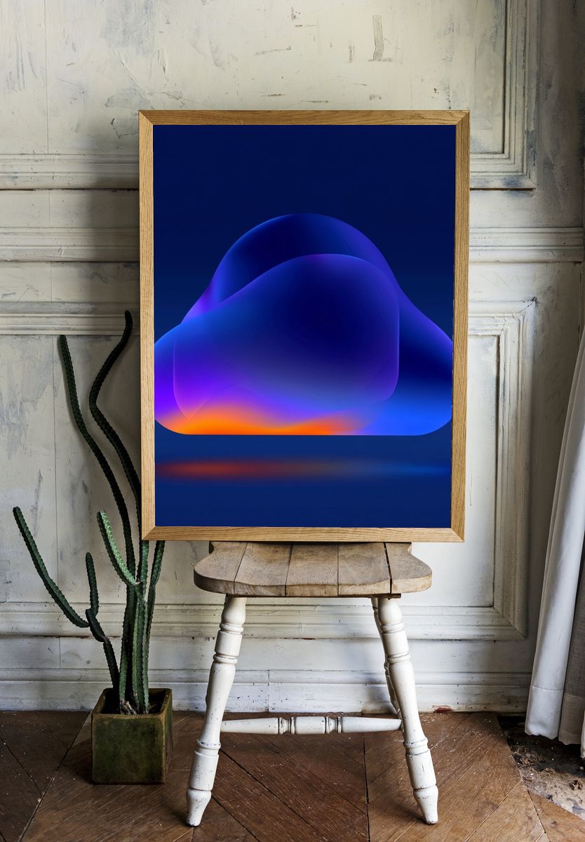 Neon Cloud Abstract Poster. room preview