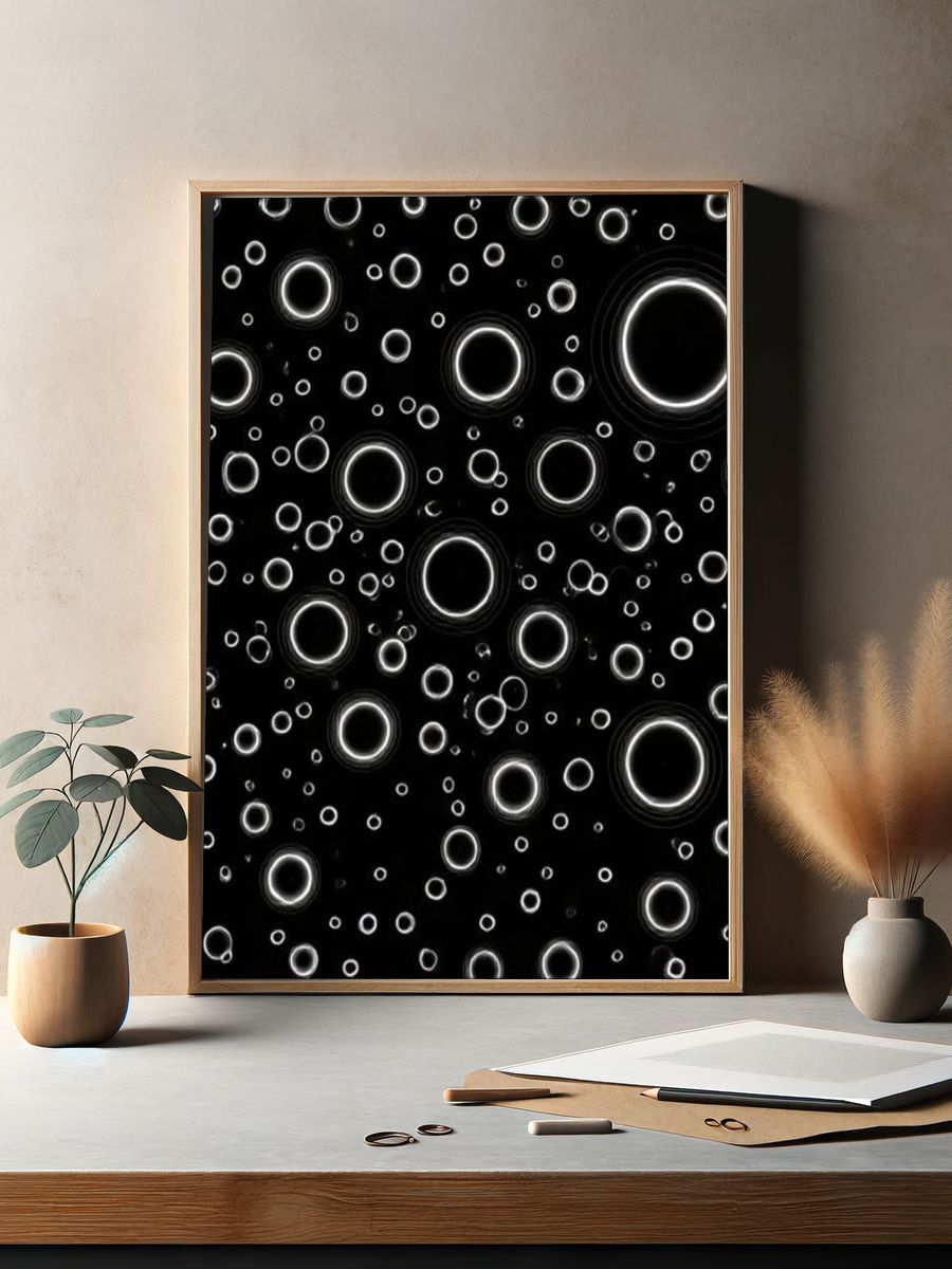 Glowing Rings Abstract Poster. — room view 2