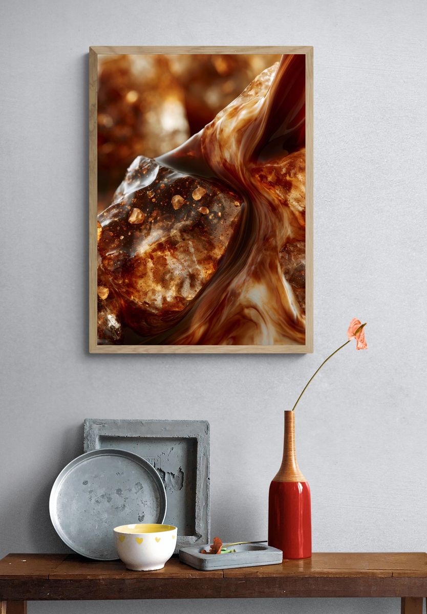 Amber Marble Abstract Poster. — room view 3