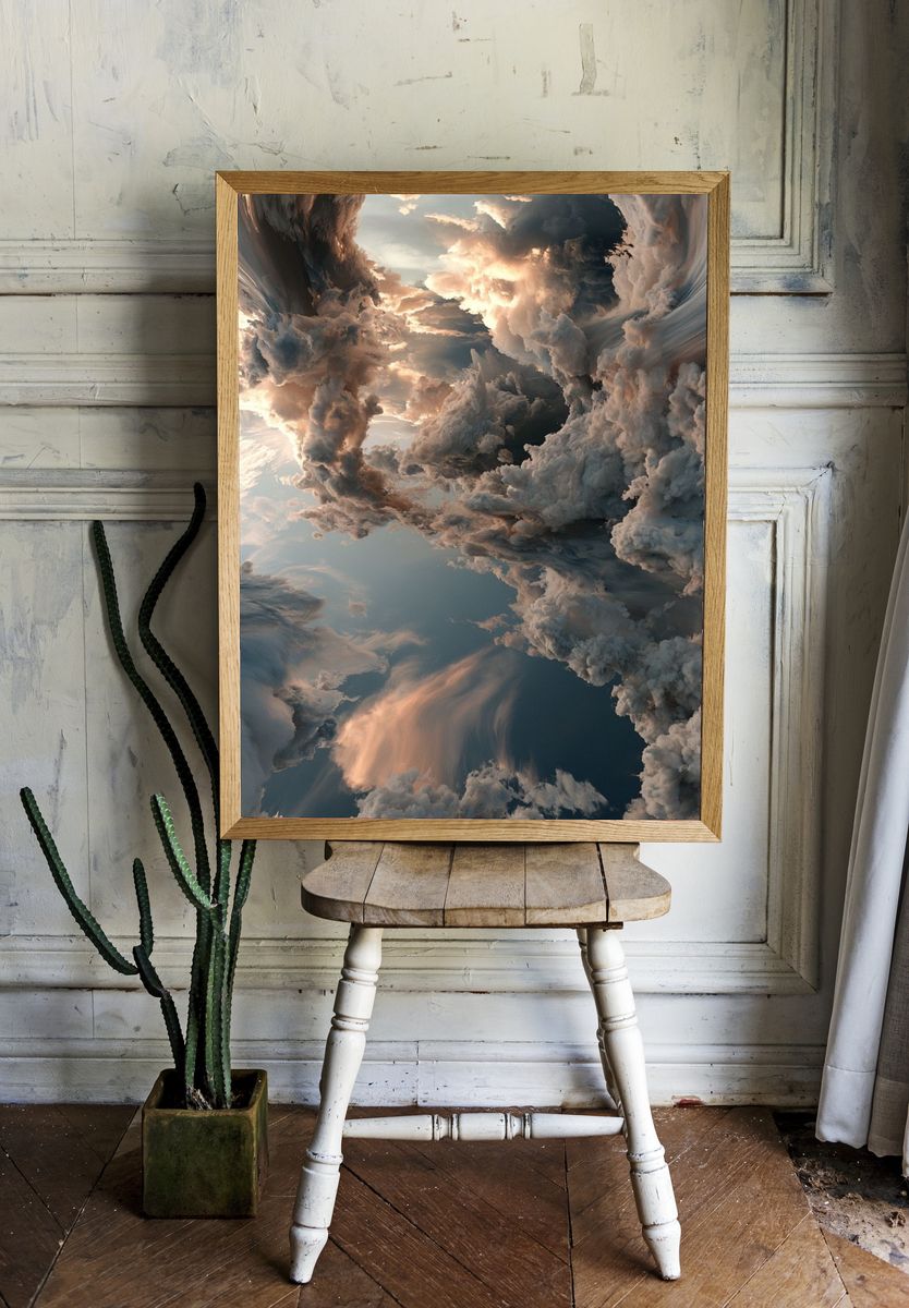Dreamy Cloudscape Abstract Print. — room view 1