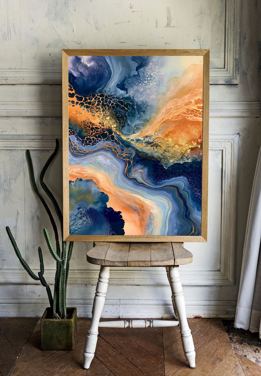Celestial Flow Abstract Poster. room preview