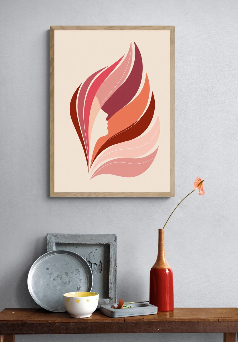 Abstract Flame Silhouette Poster. — room view 3