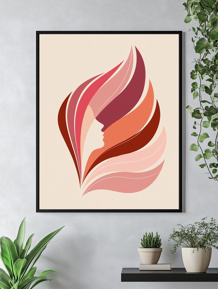 Abstract Flame Silhouette Poster. — room view 4