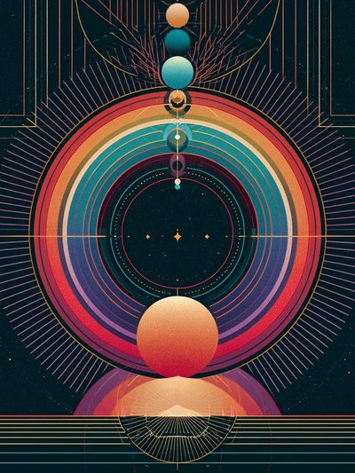 Celestial Orbit Abstract Poster.