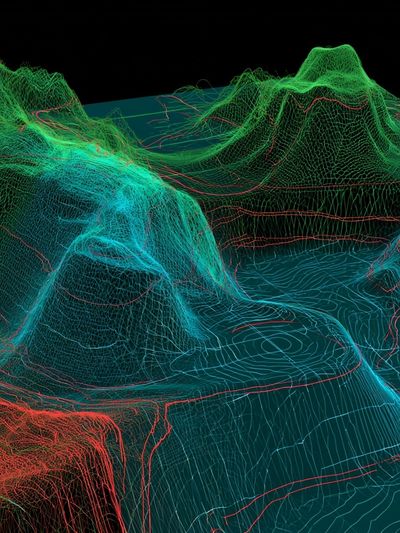 Neon Topographic Landscape Abstract Poster. poster
