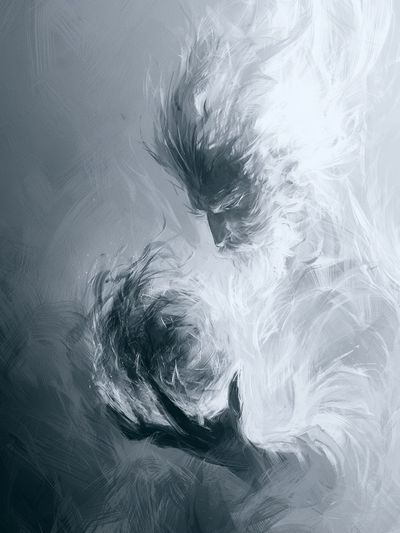 Ethereal Faces Abstract Print.