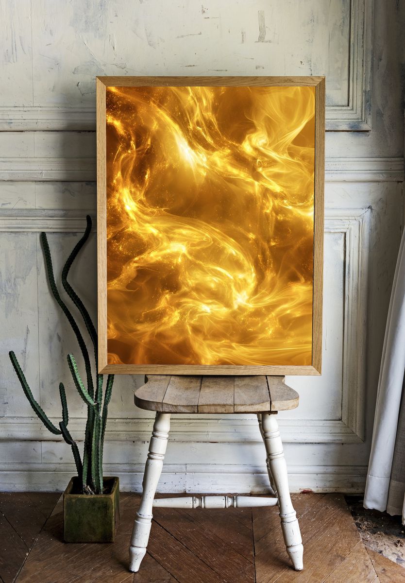 Golden Light Abstract Poster. — room view 1