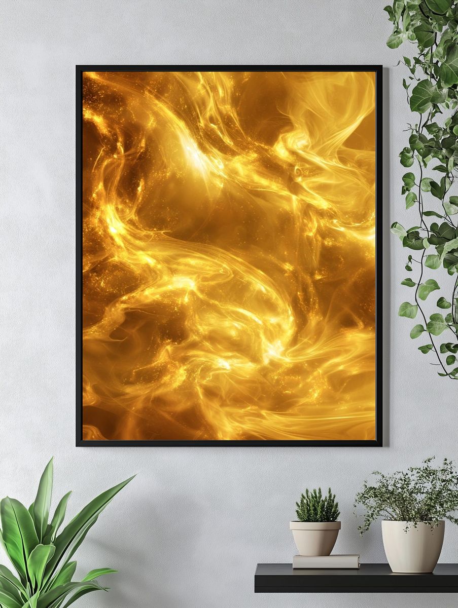 Golden Light Abstract Poster. — room view 4