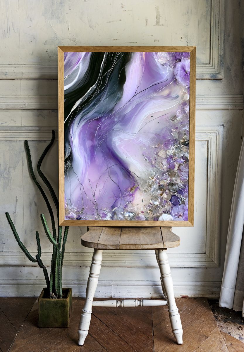 Lavender Crystal Bloom Abstract Poster. — room view 1