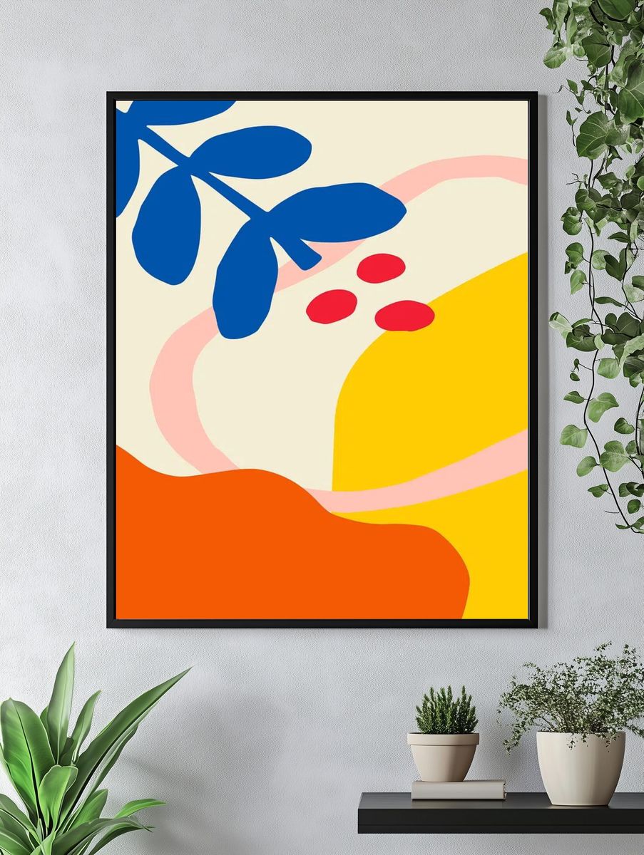 Bright colorful flower patterned poster. — room view 4
