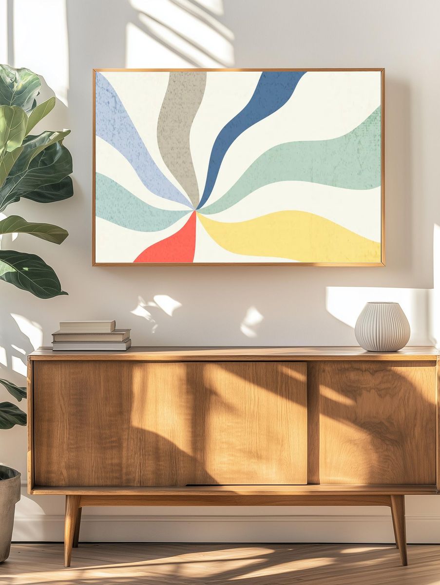 Bold color wavy sunburst effect. — room view 3