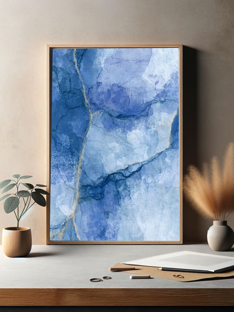 Blue Marble Texture Abstract Poster. — room view 2