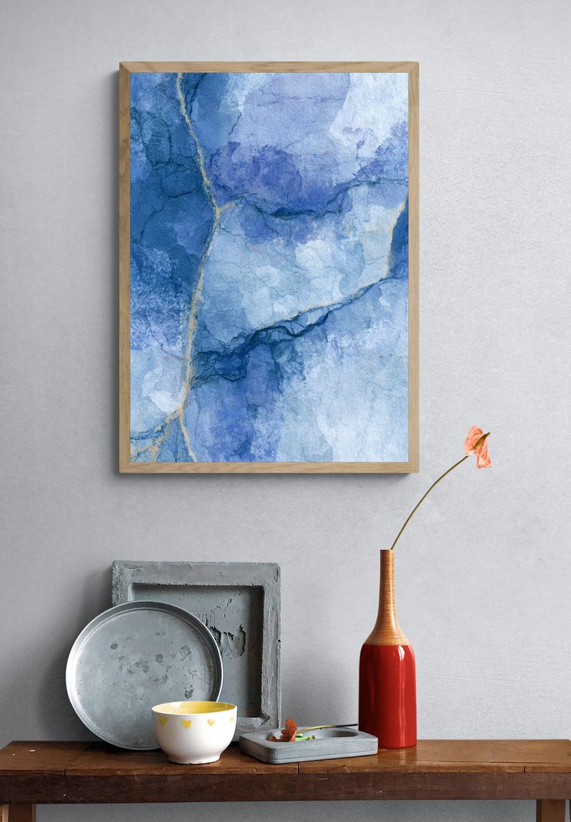 Blue Marble Texture Abstract Poster. — room view 3