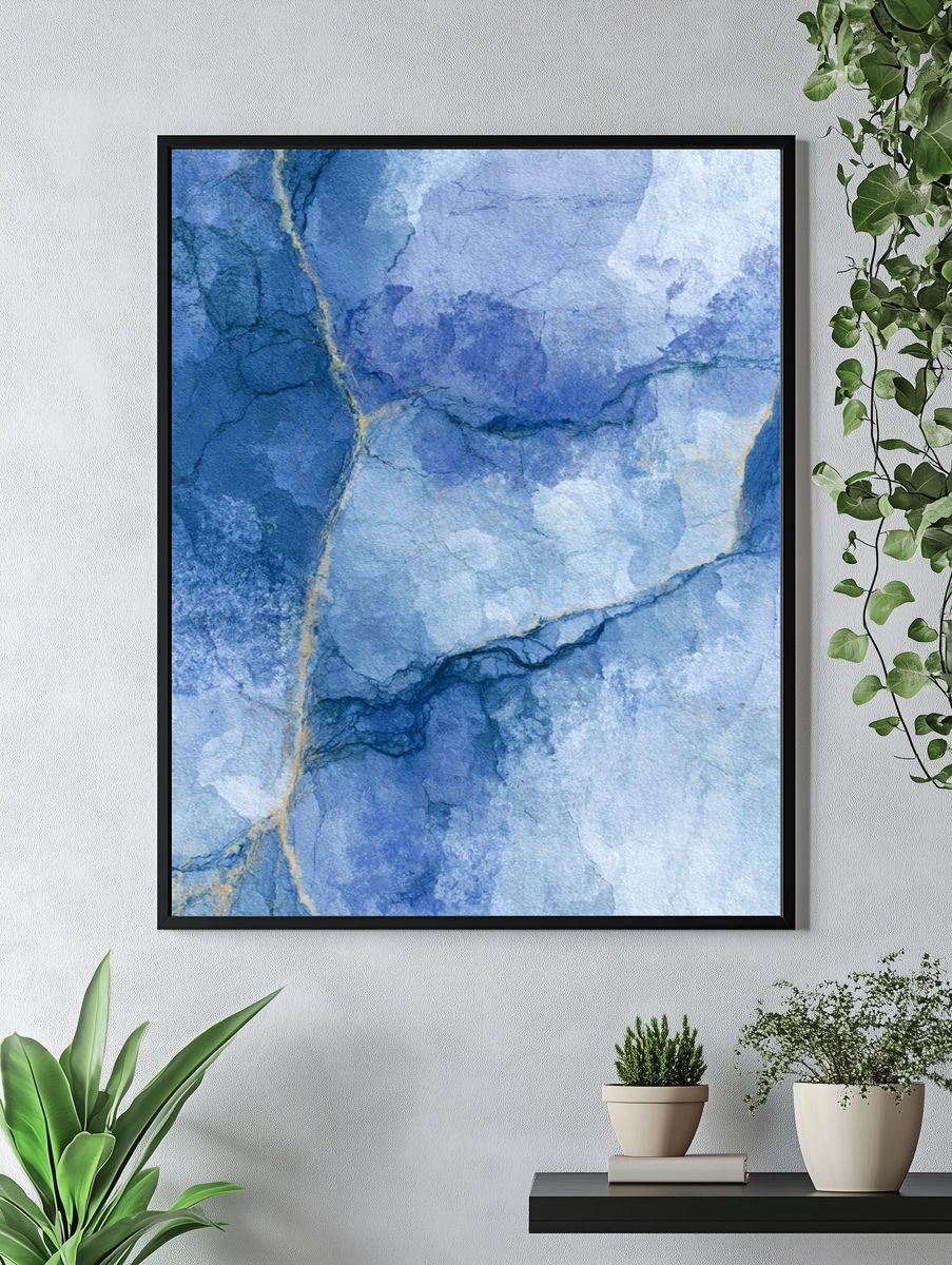 Blue Marble Texture Abstract Poster. — room view 4